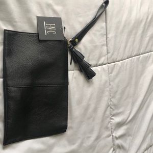 Black leather clutch